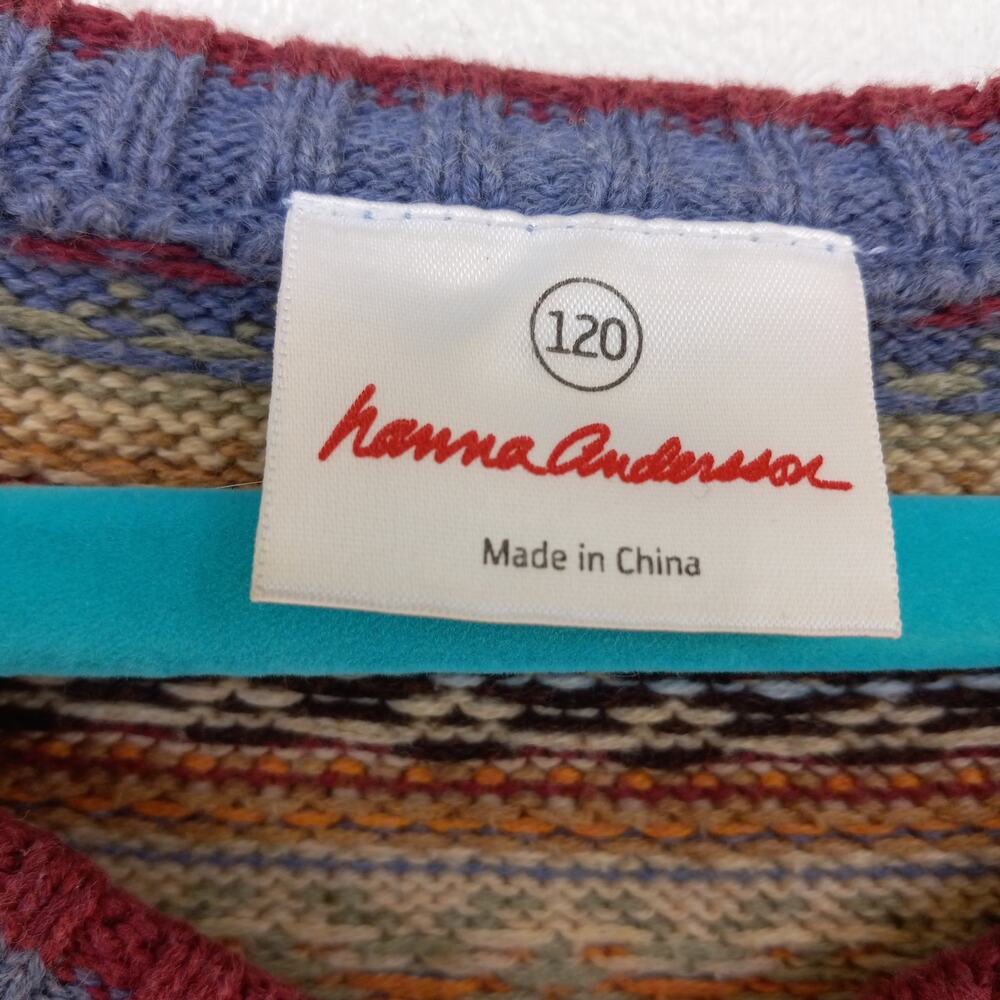 HANNA ANDERSSON Nordic Print V-Neck Knit Sweater Size 120 US Size 6 - Picture 5 of 6